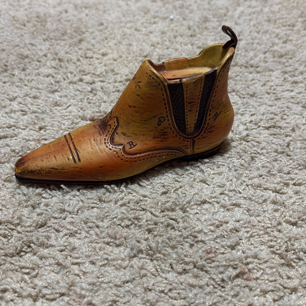 Brown Western Ankle Cowboy Boot Shoe Figurine Coin Bank Decor LEGO Japan